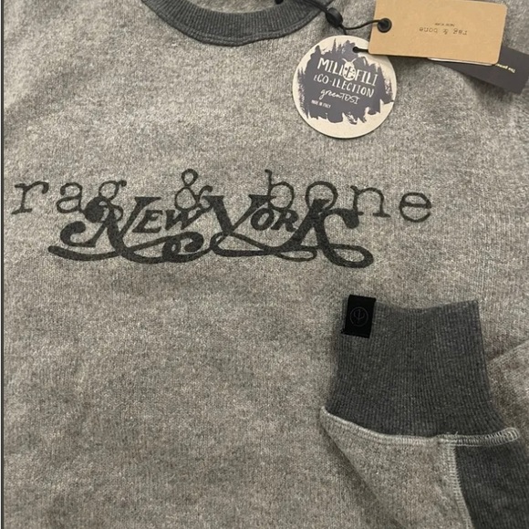 Rag & Bone Men's Gray New York Printed Wool Sweater Sz M - Picture 6 of 6